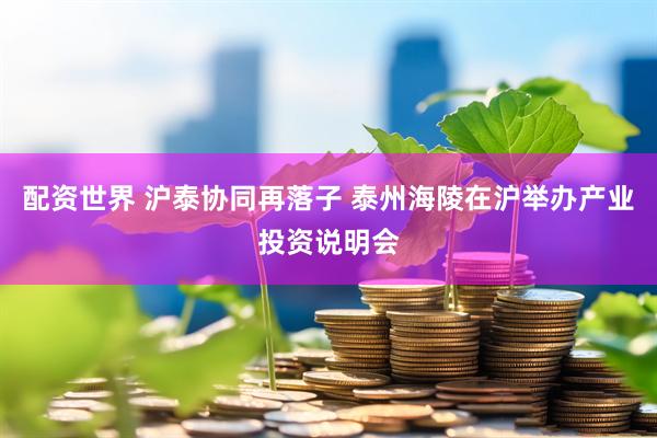 配资世界 沪泰协同再落子 泰州海陵在沪举办产业投资说明会