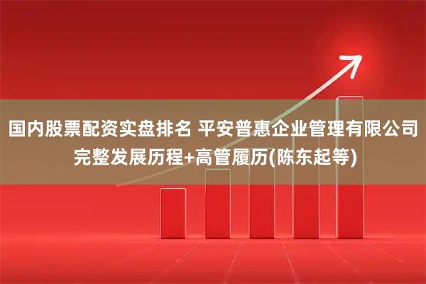 国内股票配资实盘排名 平安普惠企业管理有限公司 完整发展历程+高管履历(陈东起等)